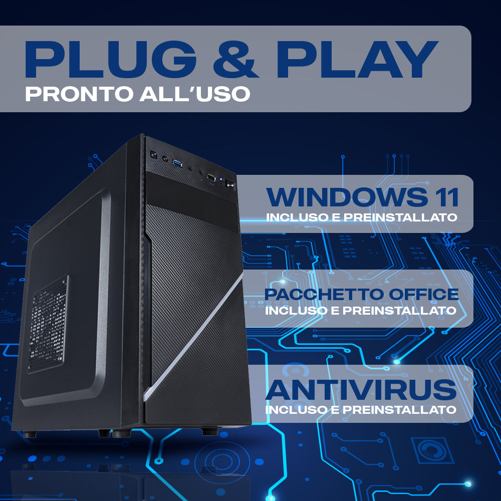 Pc fisso completo i5, desktop intel core fino a 3.40 ghz, Ram 8gb, Ssd 256gb, windows 11 pro